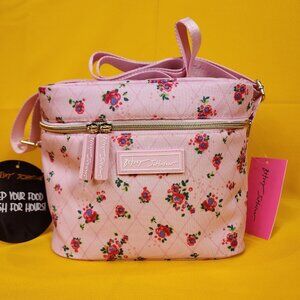 Betsey Johnson Rose Print 6 Pack Insulated Lunch Bag Train Case Cooler NEW